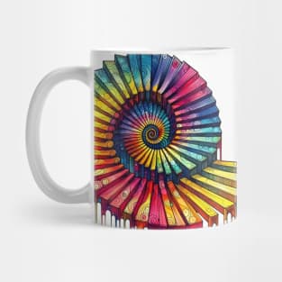 Psychedelic looking abstract illustration of Escher stairs Mug